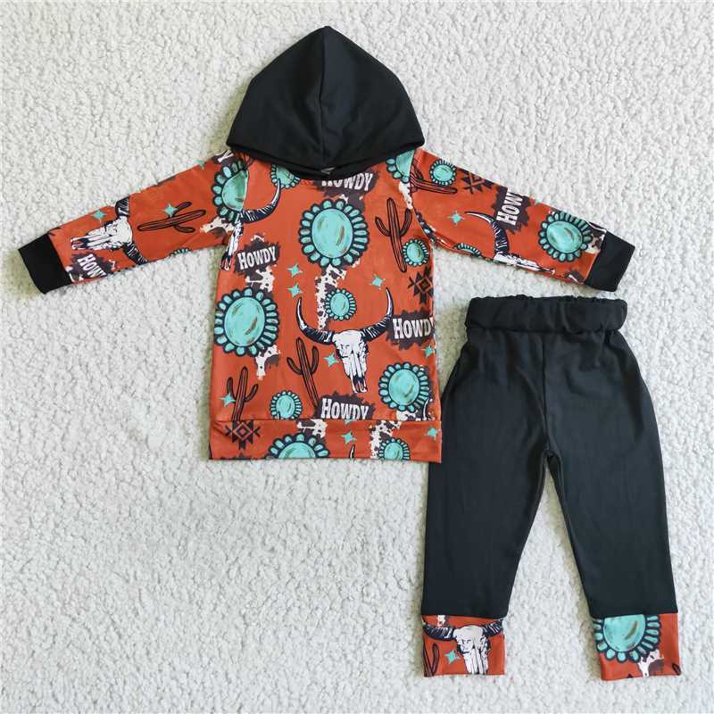 BLP0031 Boys' Bullhead Gemstone Hooded Long Sleeve Pants Suit