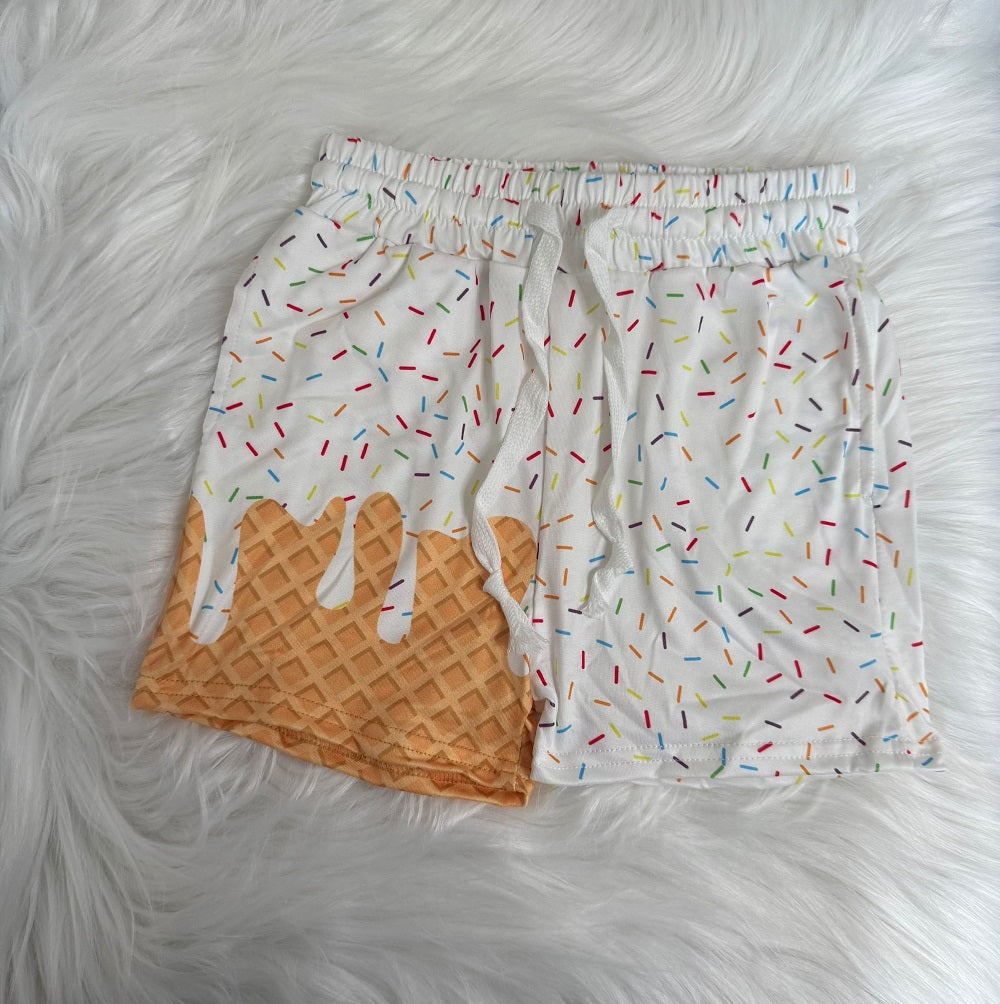SS0625 Baby Girls White Ice Cream Drip Summer Shorts Bottoms D 816