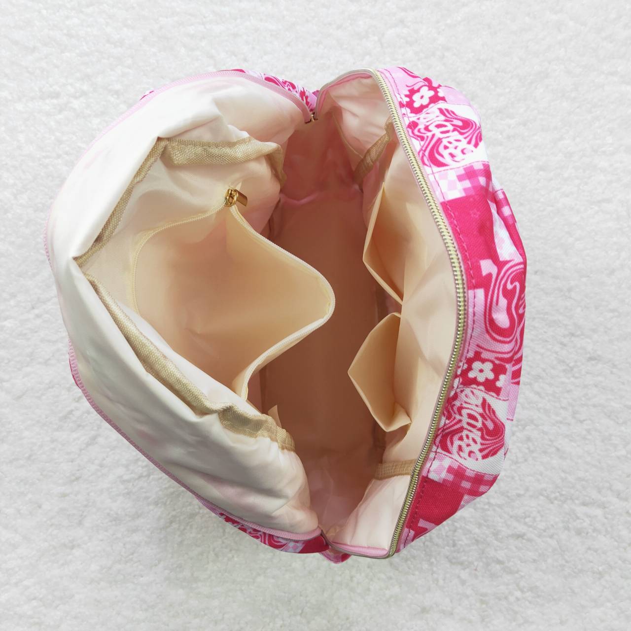 BA0114 Floral Rose Pink Plaid Backpack