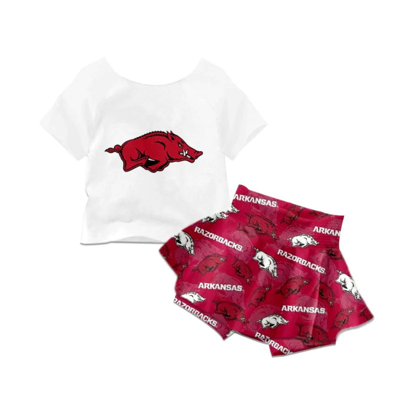 Custom Arkansas baby girls dress set MOQ3 D 7.3