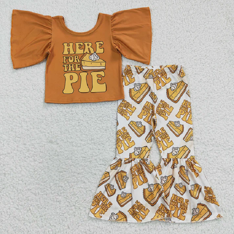 6 Styles Fall Pumpkin Print Bell Pants Girls Clothes Set Sisters Wear D 6.21