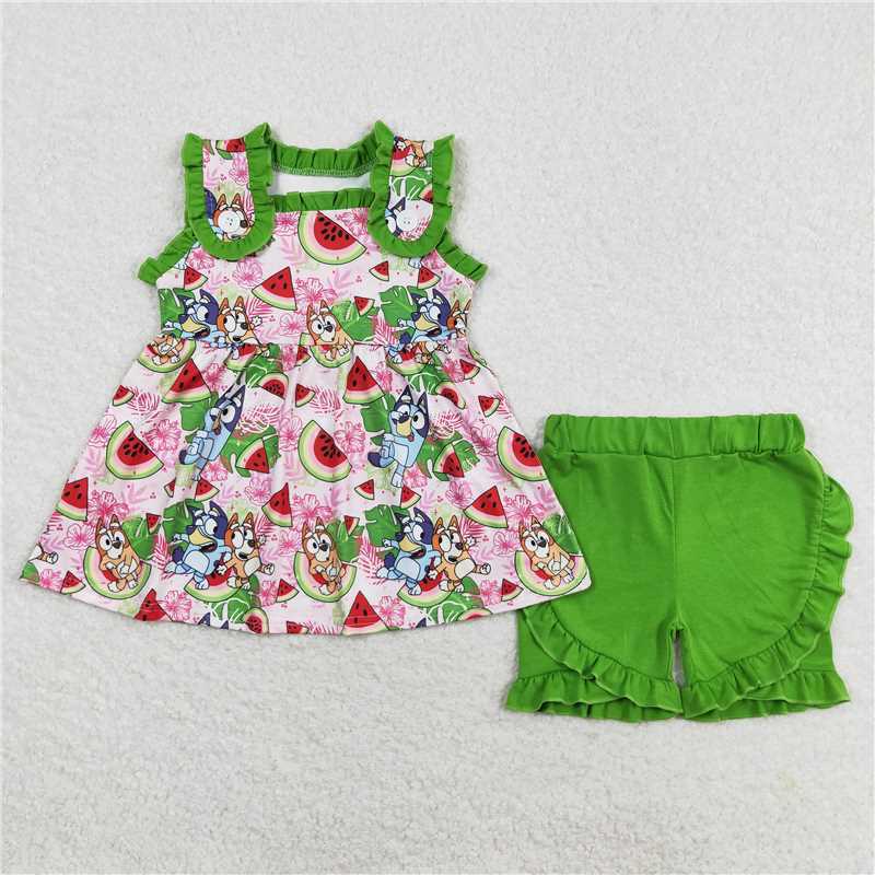 Match Baby Girls Watermelon Dogs Sibling Brother Rompers Clothes Sets