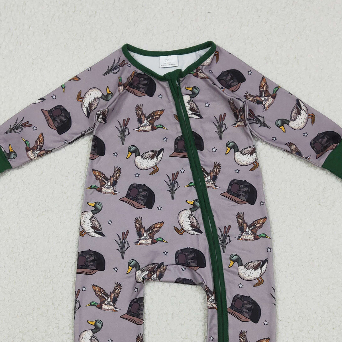 Baby Boys Camouflage Convertible Rompers with Two-Way Zipper Duck Hunting Theme Adjustable Hat Included