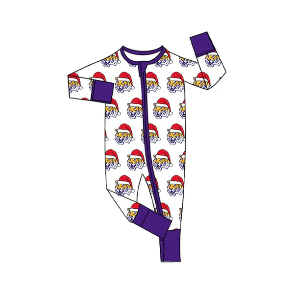 Custom Baby Infant LSU Tiger Team Christmas Zipper Footie Rompers D 8.13