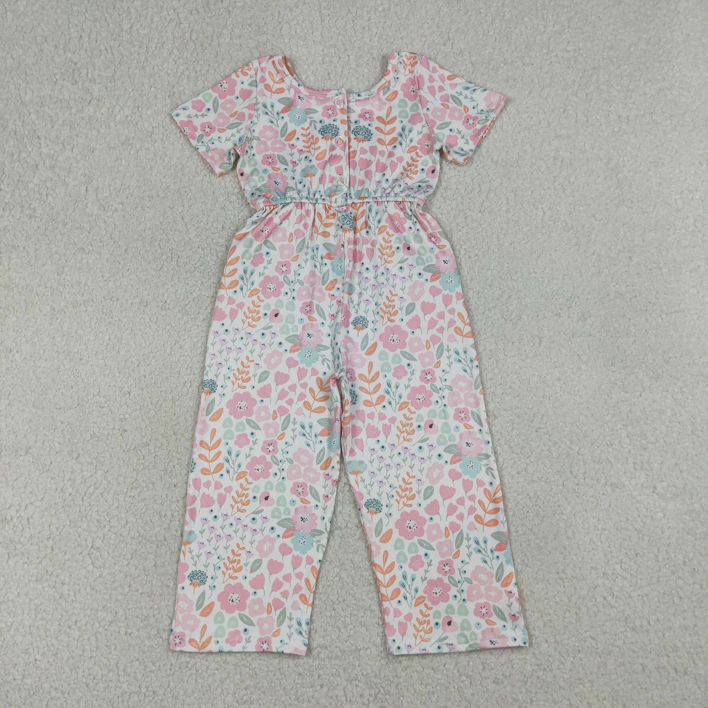 garden flower short sleeve jumpsuit