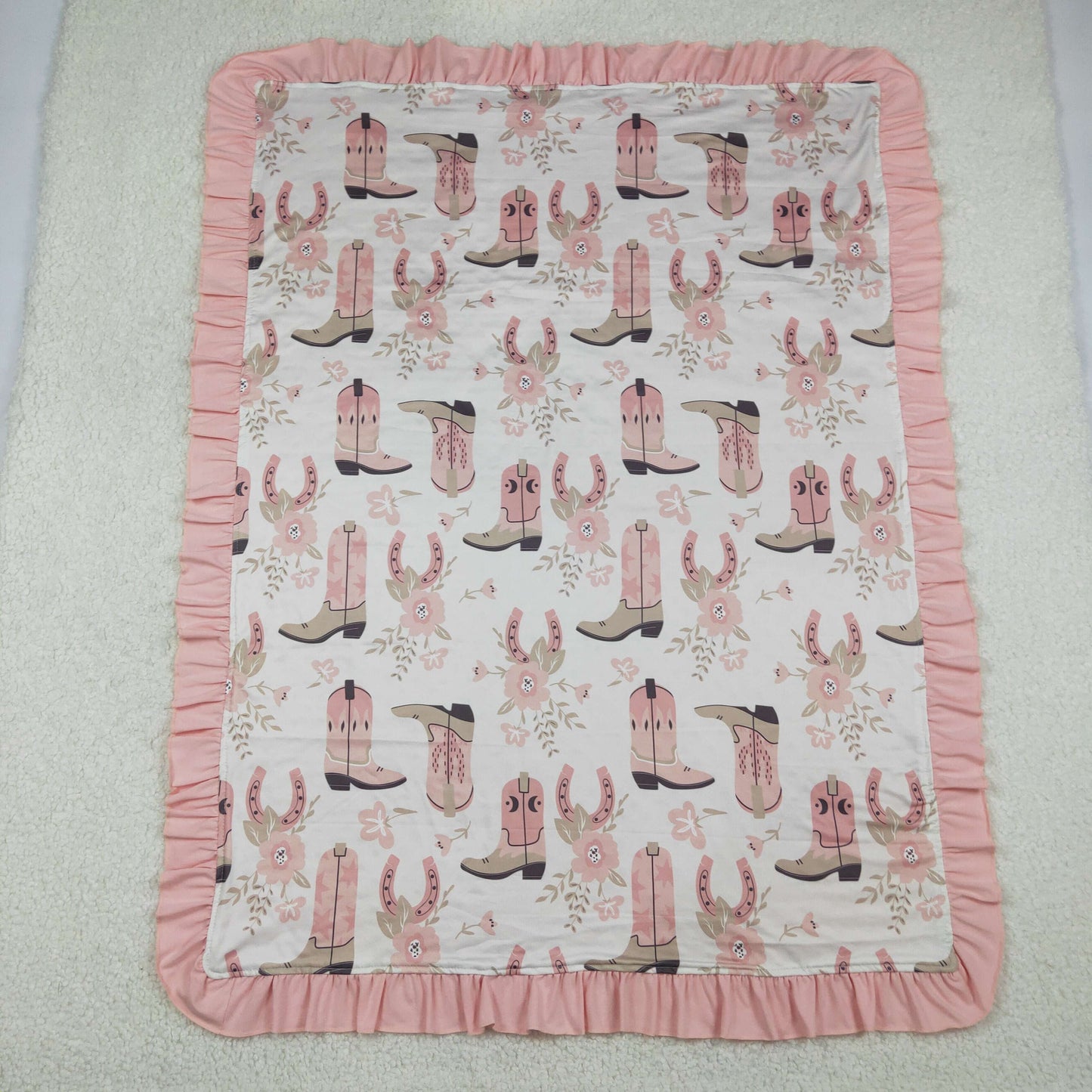 pink cowgirl boots baby blanket