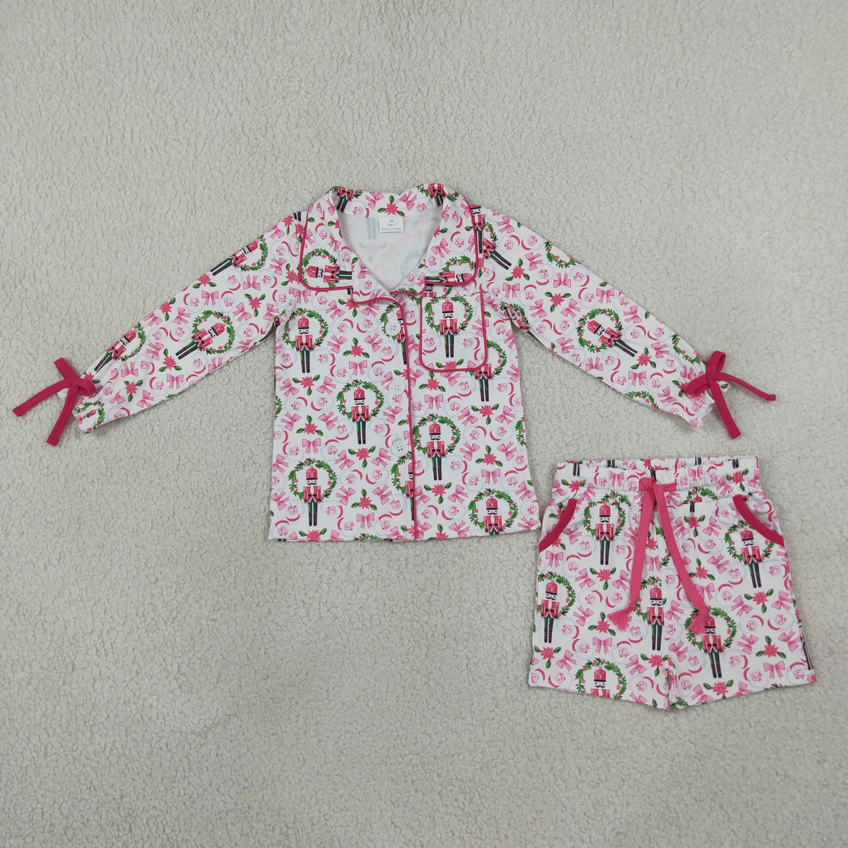 long sleeve pink nutcracker santa bow two pieces Christmas