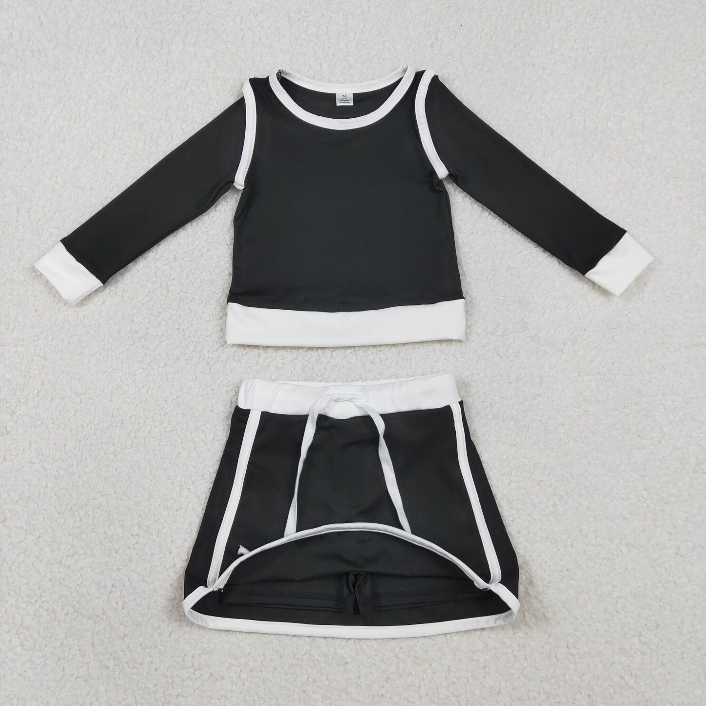 long sleeve solid black athletic active skirts & skorts