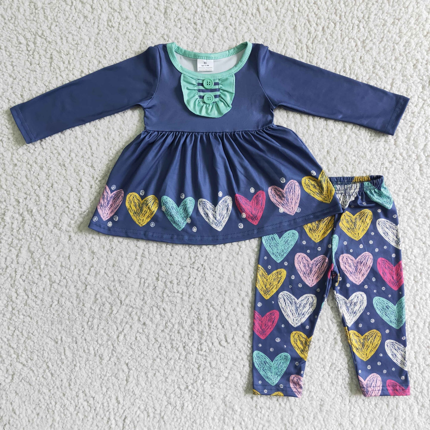 girl valentine's day rainbow heart print legging outfit