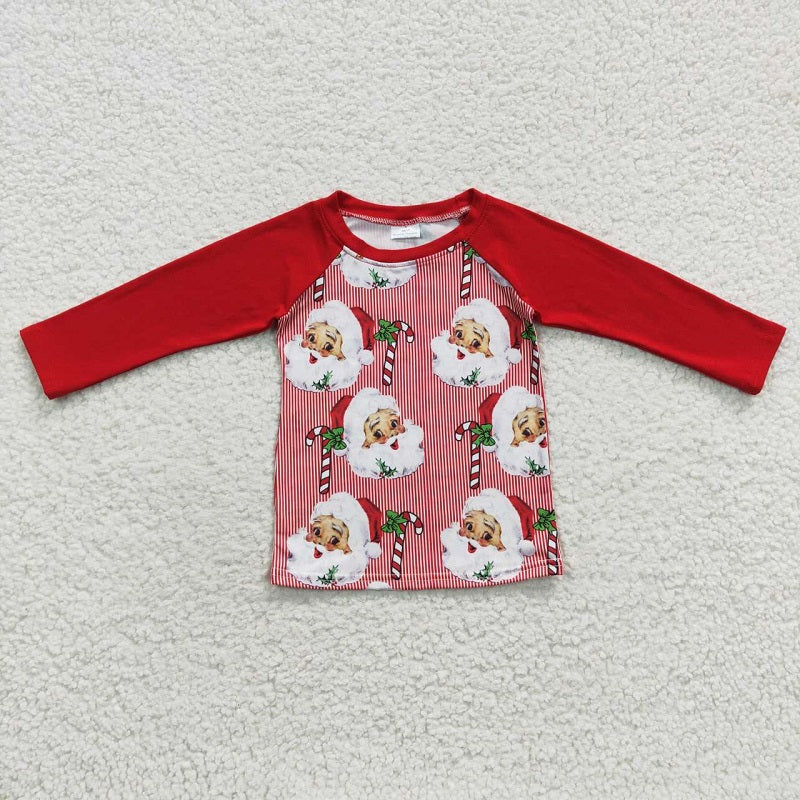 6 C6-8 Santa Striped Red Long Sleeve Top