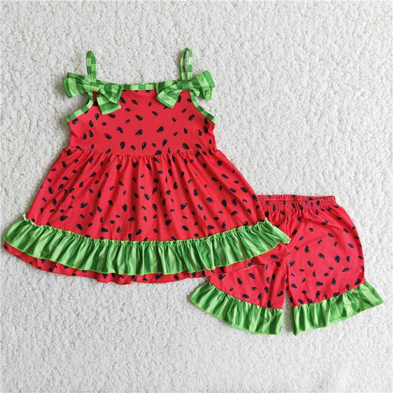 D7-30 Summer watermelon suit red suspender suit D 7.12