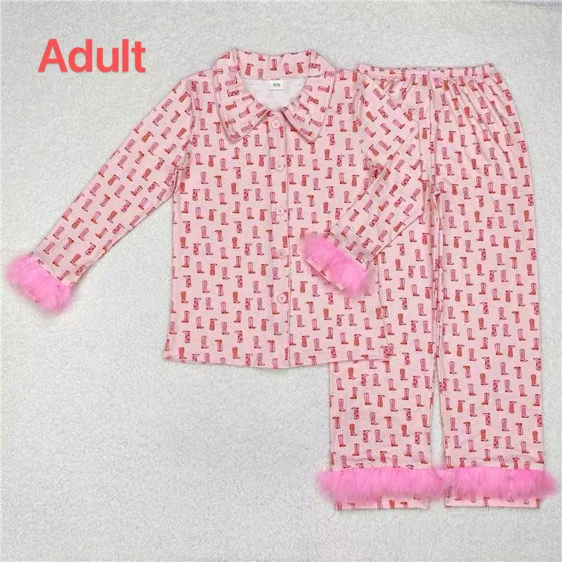 Mommy And Me Baby Girls Adult Christmas Balls Fur Tops Pants Pajamas D 926