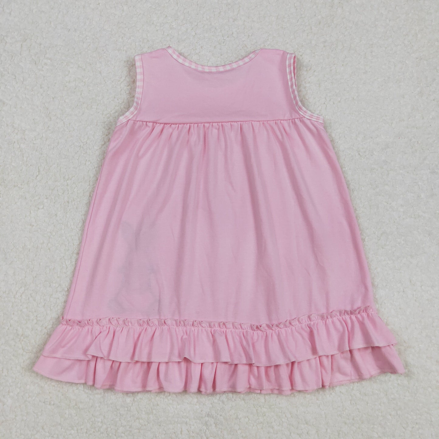 cotton pink ruffle rabbit embroidered easter girl dress