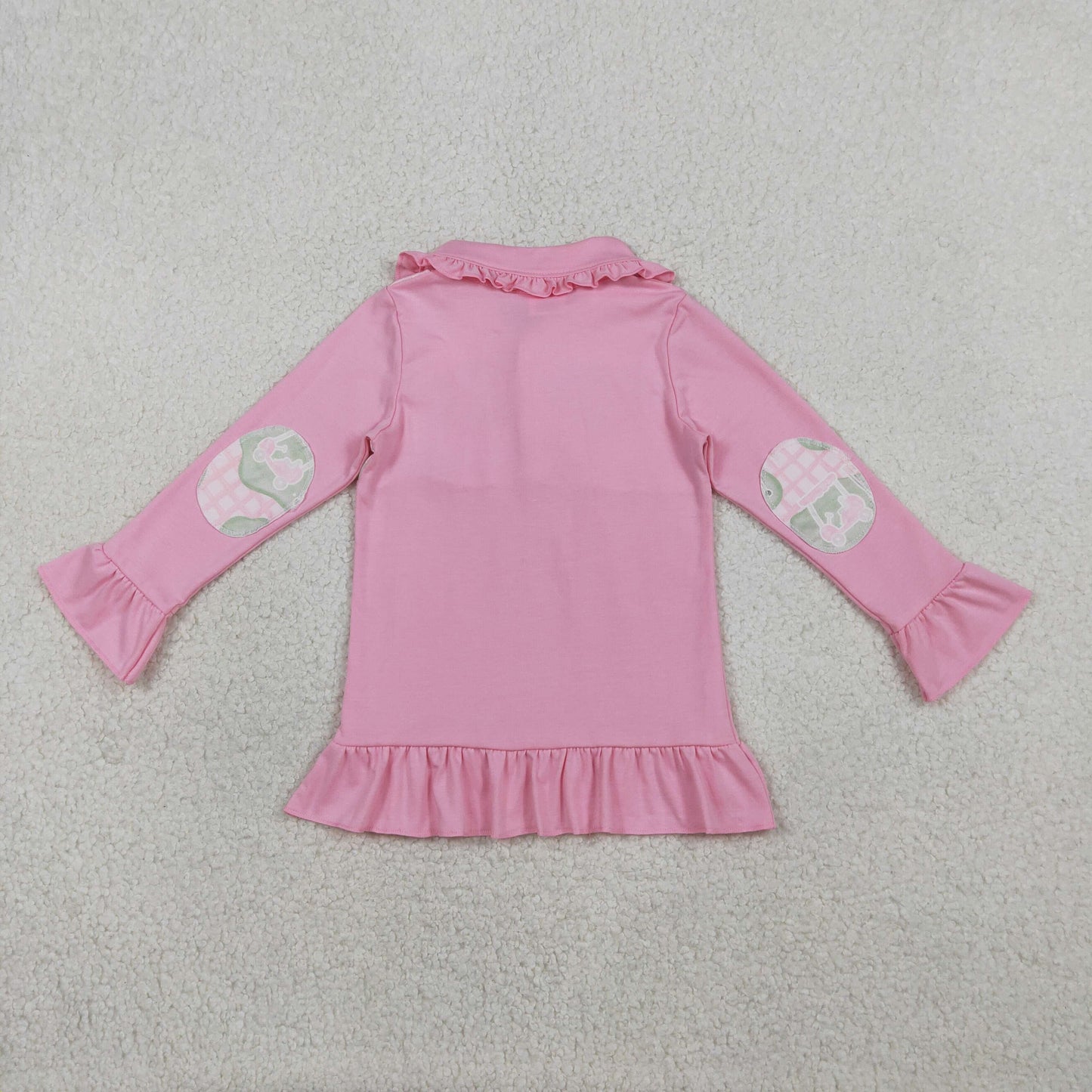 ruffle pink golf pullover