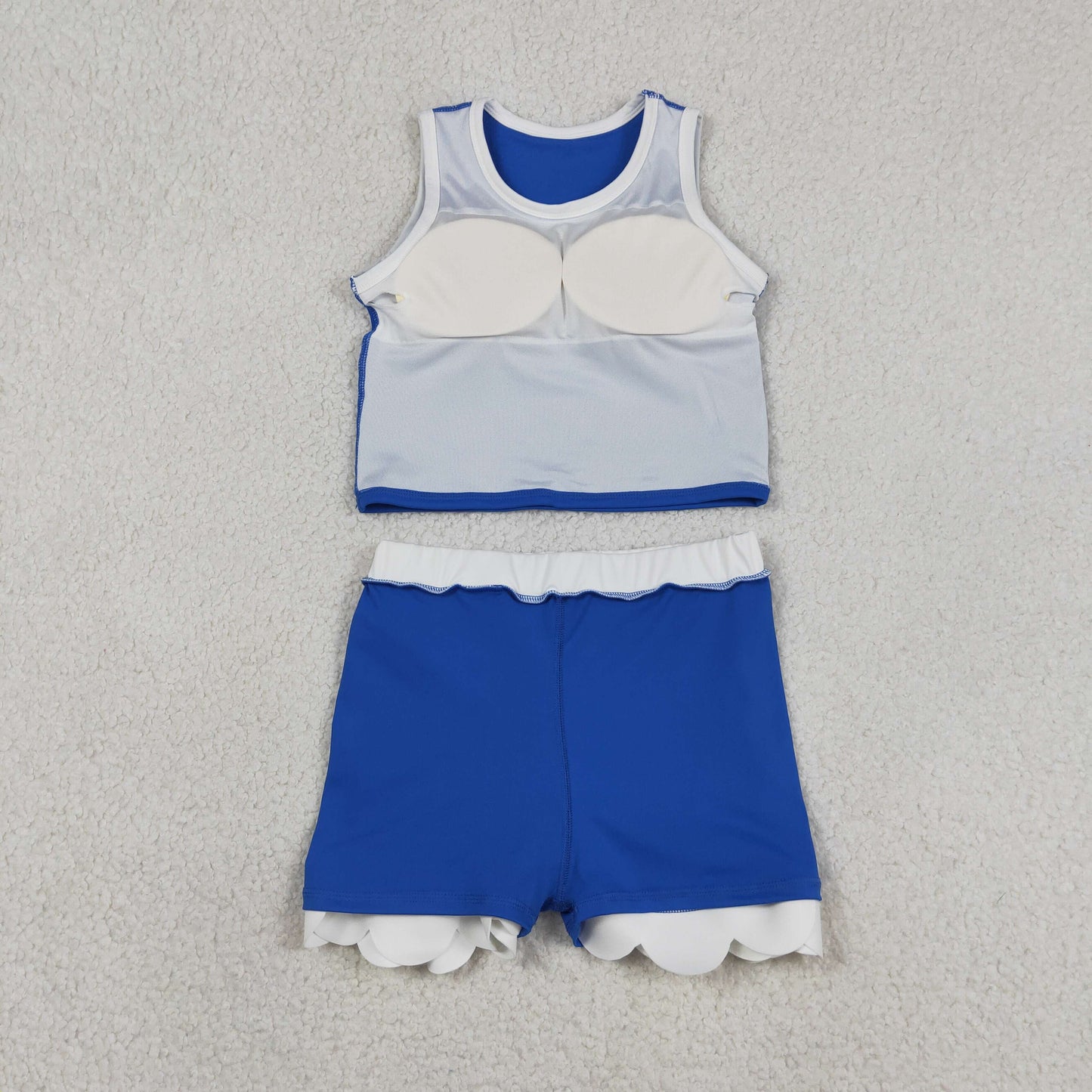 solid royal blue white scallop athletic skort outfit girls clothes