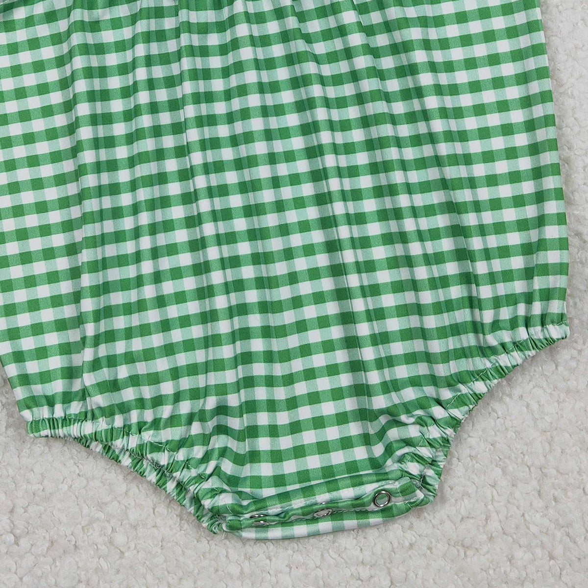 Smocked Strawberry Print Ruffle Rompers for Baby Girls Green Checked Cute Infant Clothing Summer Outfit