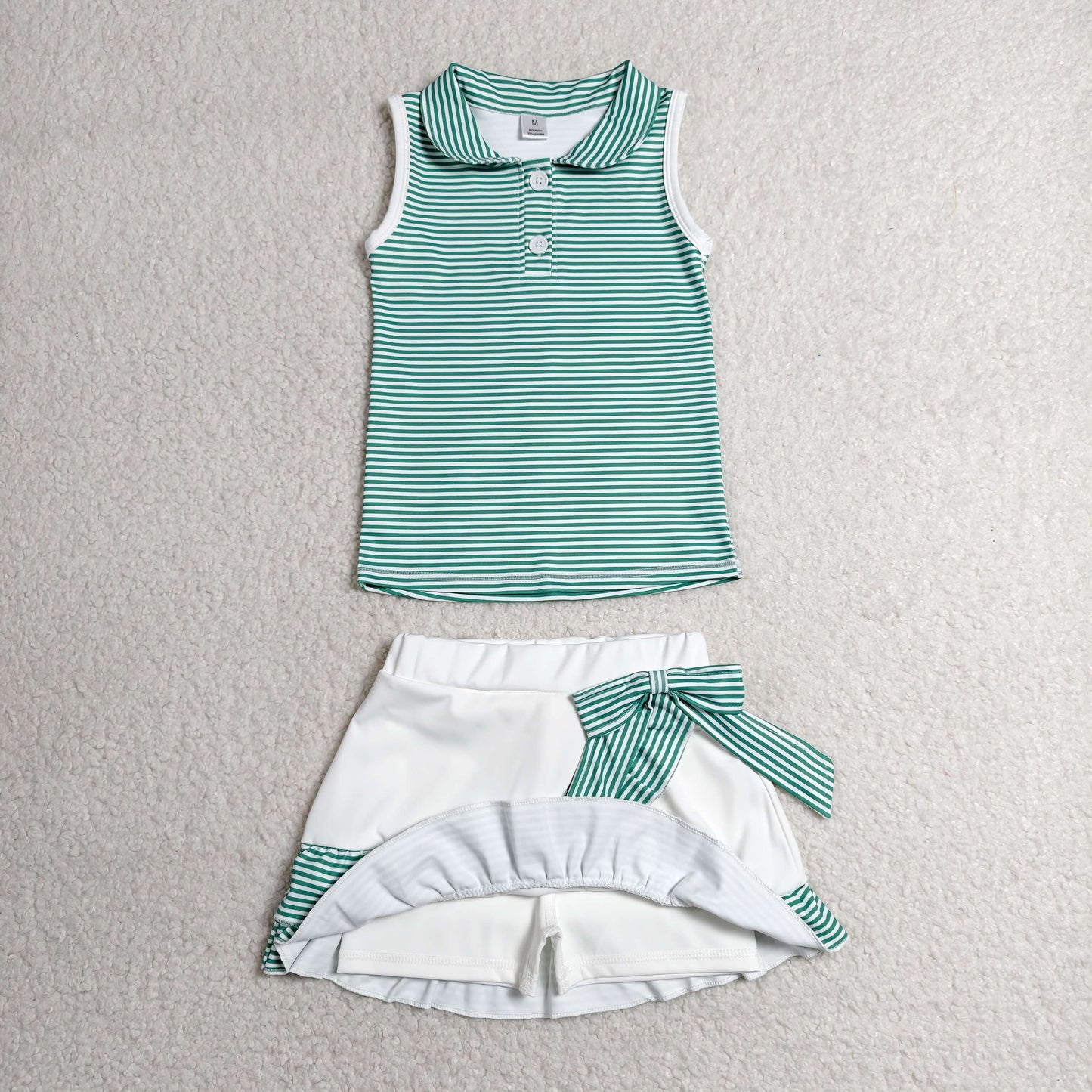 green striped polo skort set girls clothing