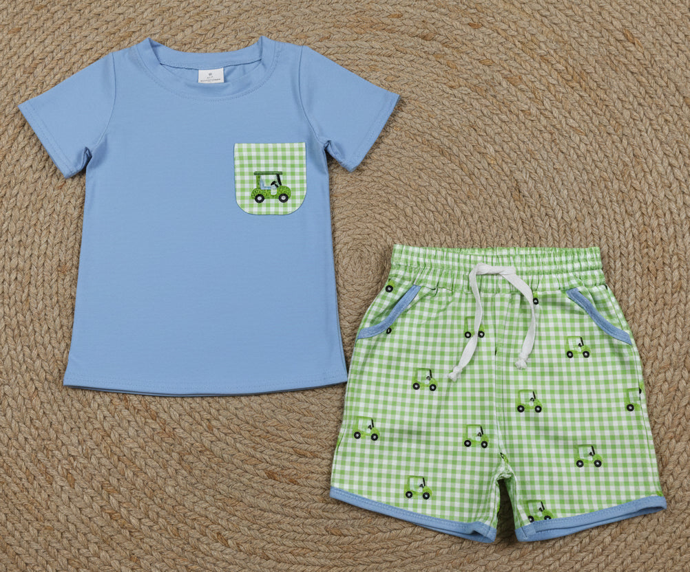 embroidery golf shorts set summer boy clothes