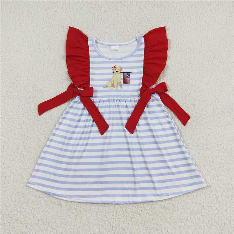 Match Baby Girls 4th Of July Dog Flag Sibling Rompers Clothing Sets