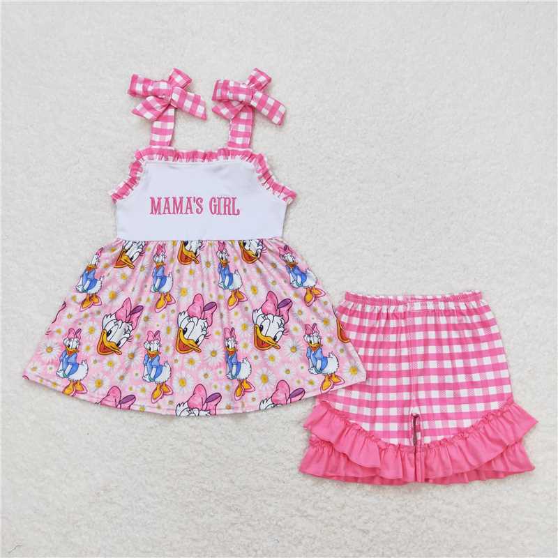 Match Baby Girls Mama's Girl Pink Top Ruffle Shorts Outfits Clothes Sets