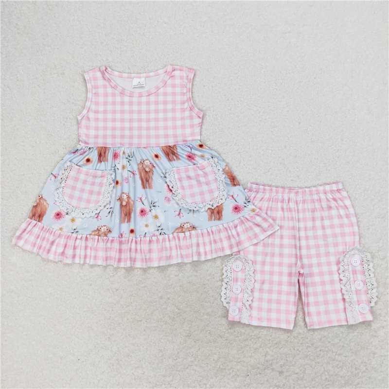 Match Baby Girls Highland Cow Western Sibling Clothes Sets