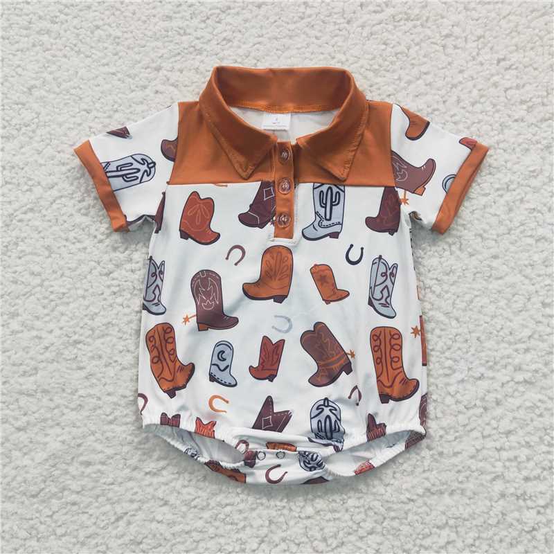 Match Baby Boys Western Buttons Short Sleeve Shirt Rompers D 4.19
