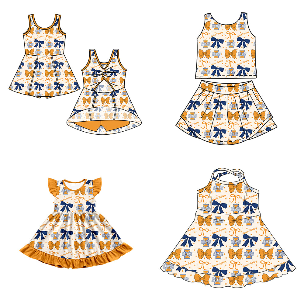 Custom baby girl lllinois Fighting team dress D 6.27
