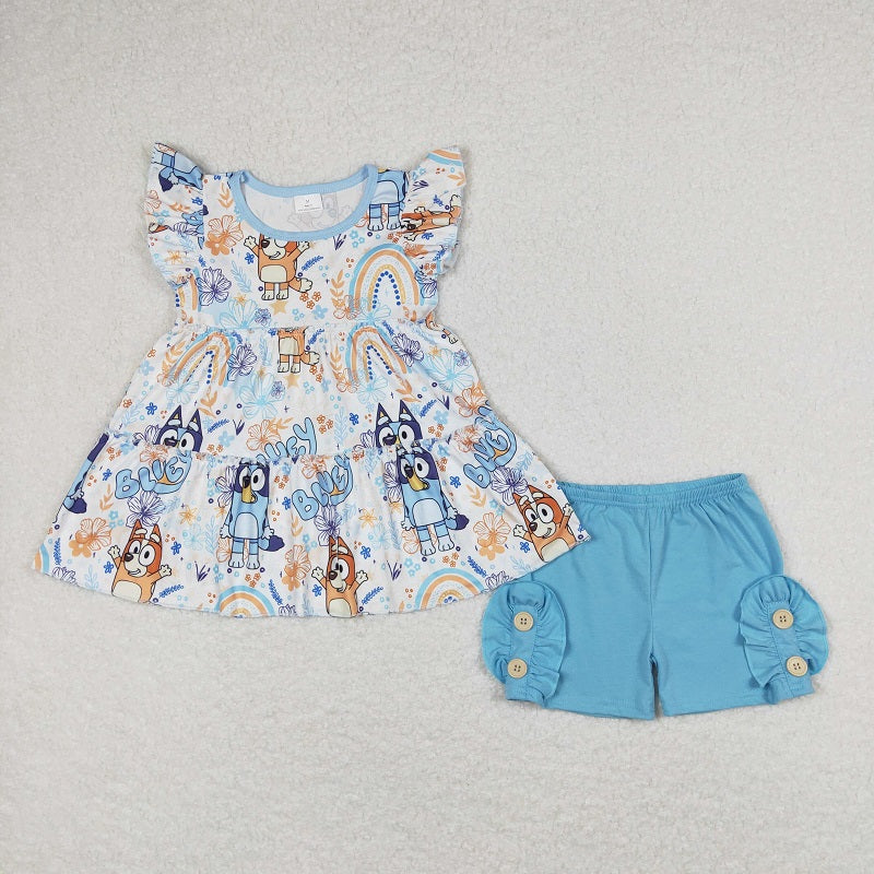GSSO1170 cartoon top+shorts set