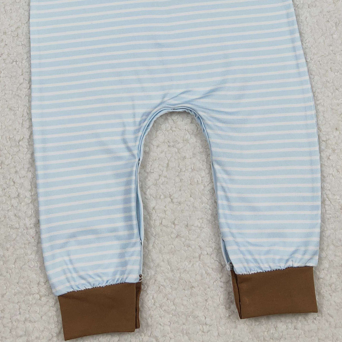 Valentine's Day Embroidery Dog Baby Boys Blue Stripe Footie Rompers Cute Infant Boys Outfit with Footies for Cozy Wear