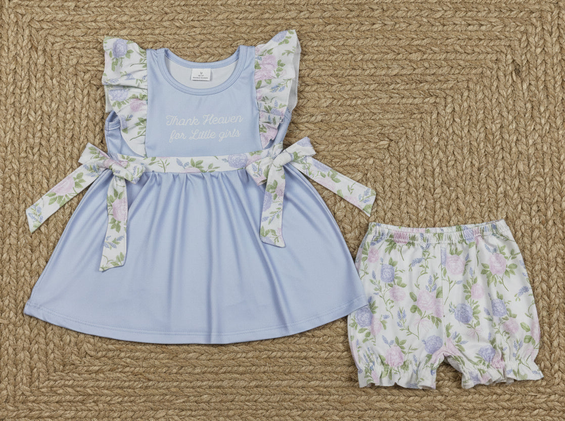 thank haven for little girl floral bloomer outfit