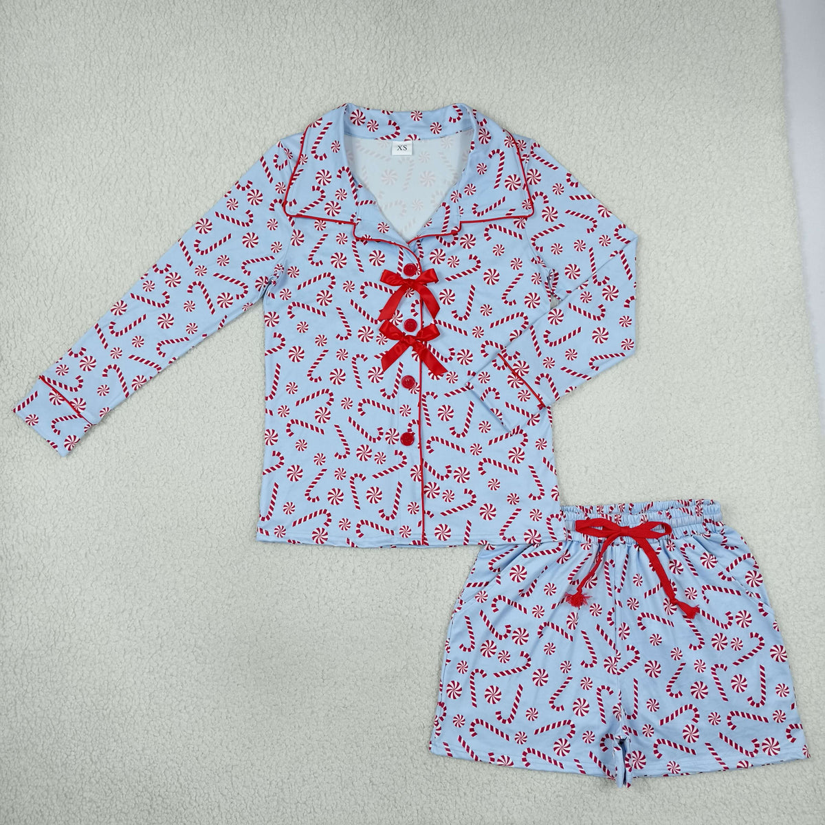 candy cane two pieces Christmas adult women pajamas