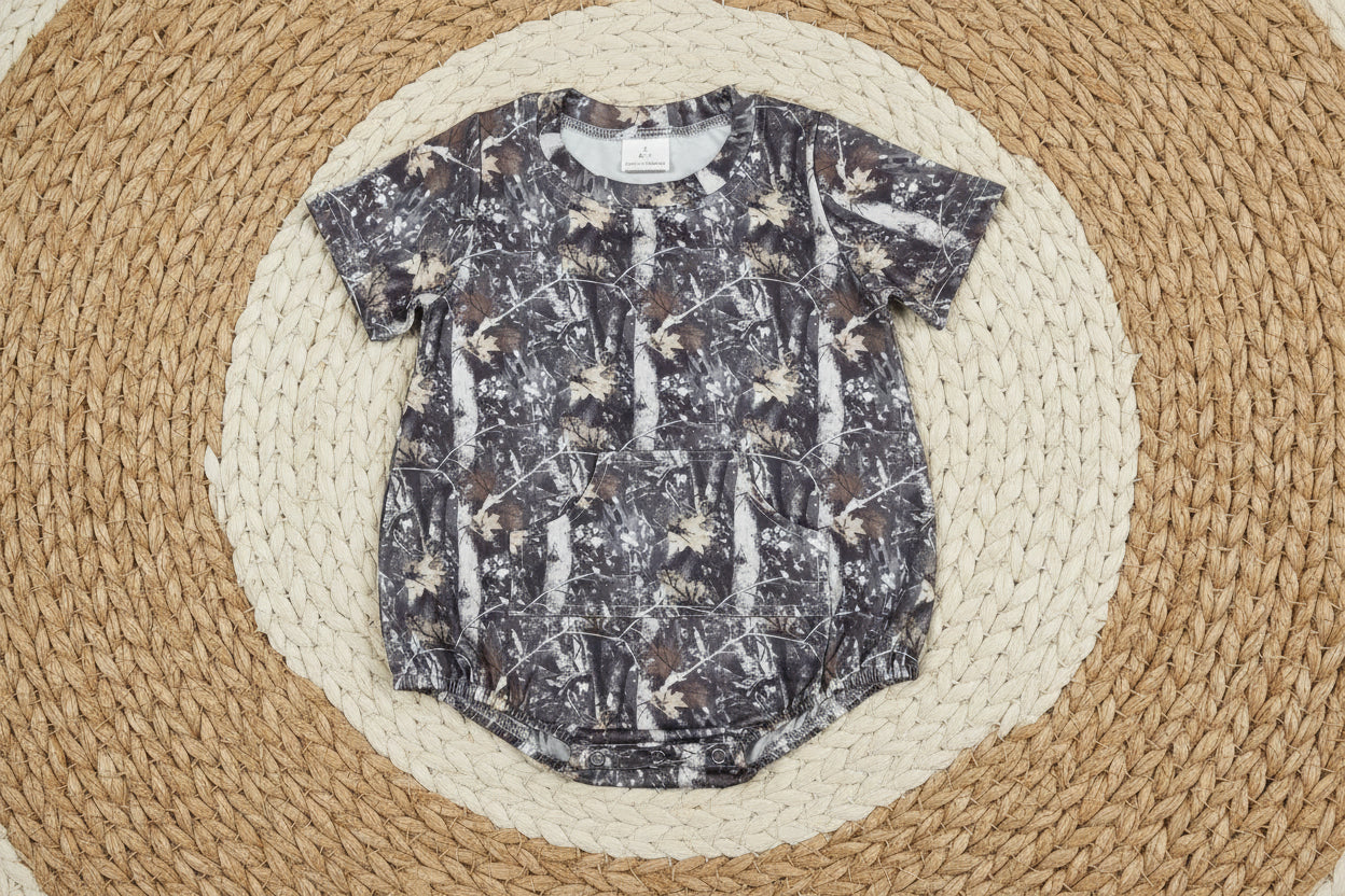 SR4059 short sleeve camo bubble romper baby clothing