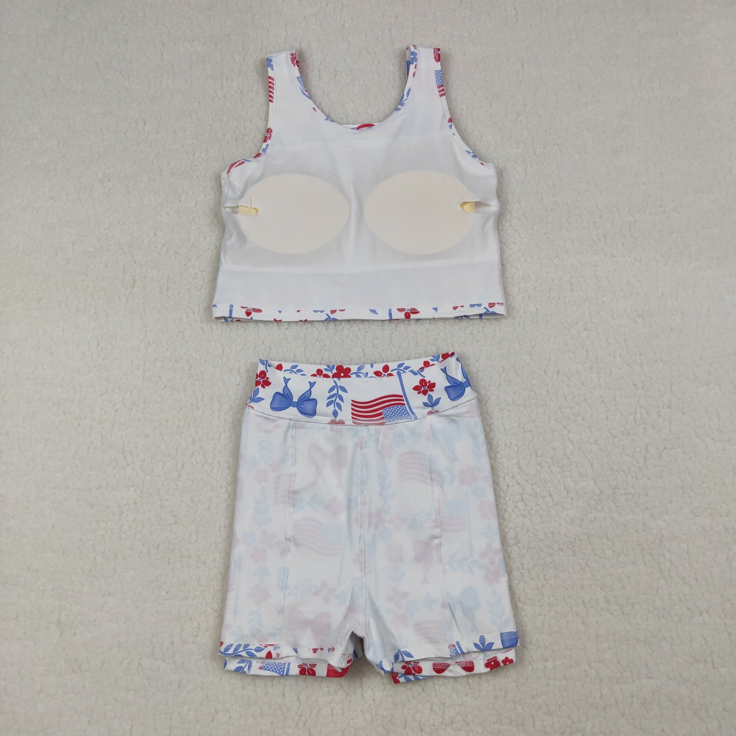 red white blue coquette and flag two pieces athletic skort set