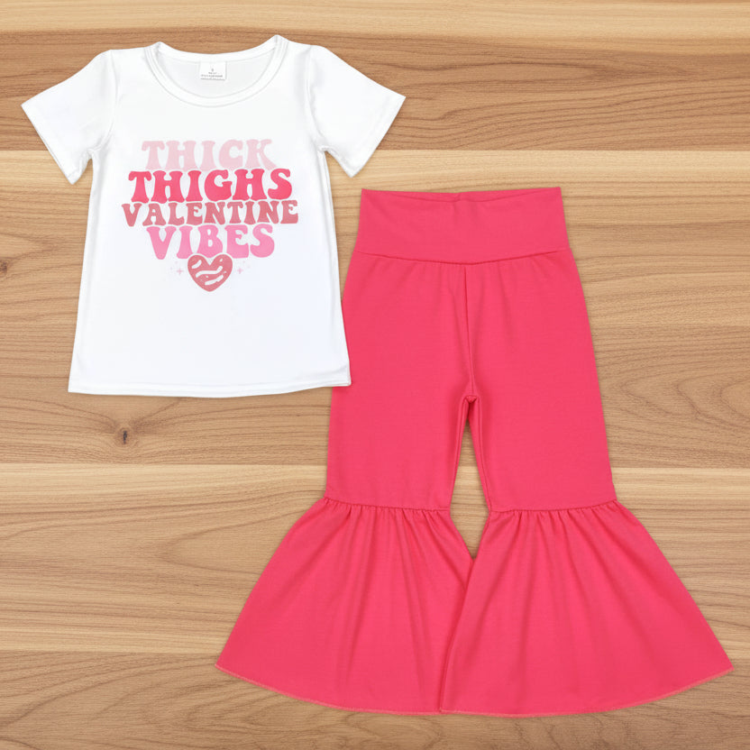 thick thing valentine vibes solid pink bell outfit