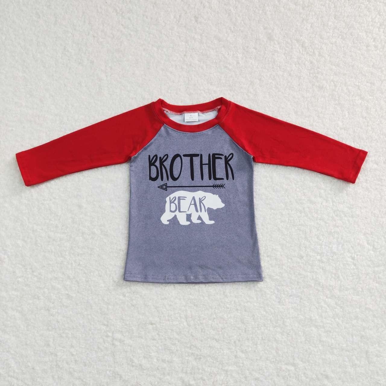 BT0449 brother bear polar bear red gray long sleeve top