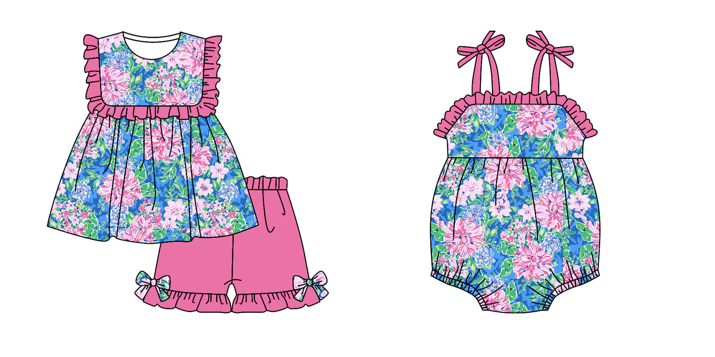 presale GSSO1155 Floral rose red lace sleeveless shorts suit