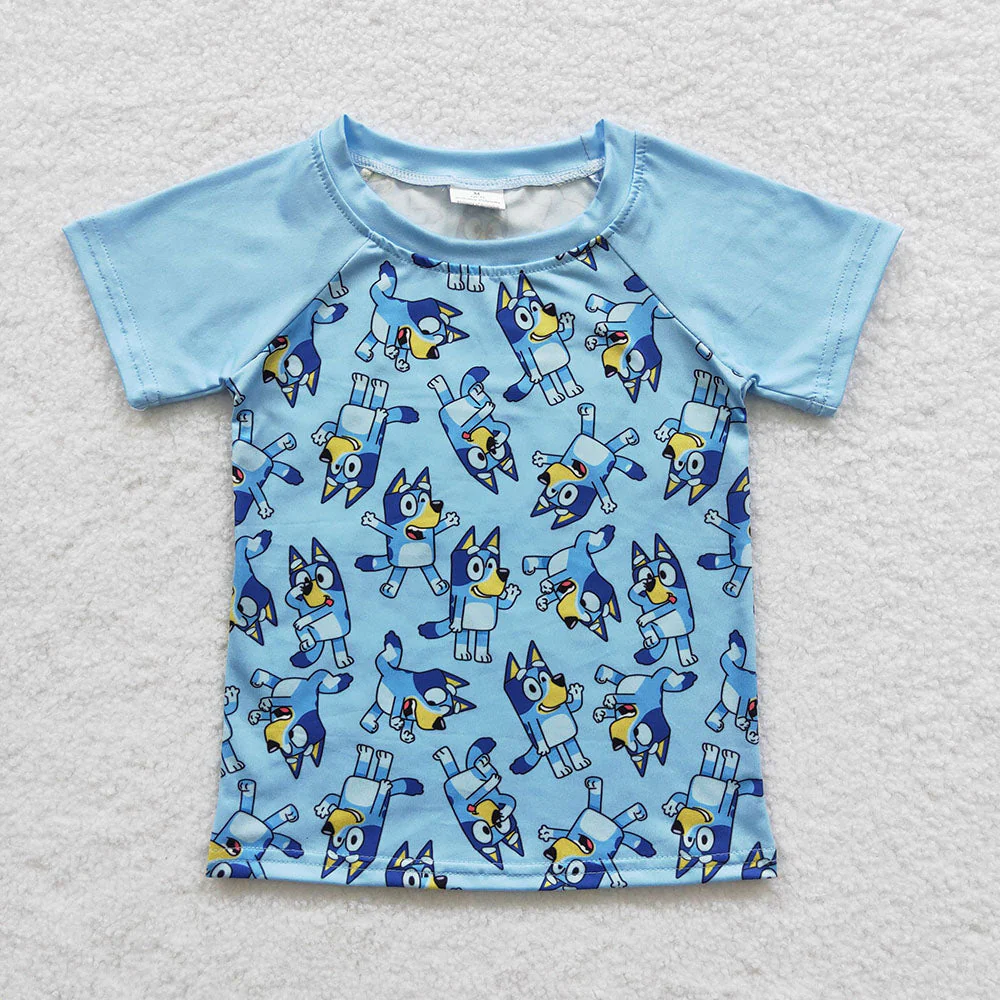 Match Baby Boys Hooded Blue Dogs Shirts Hooded Clothes Sets