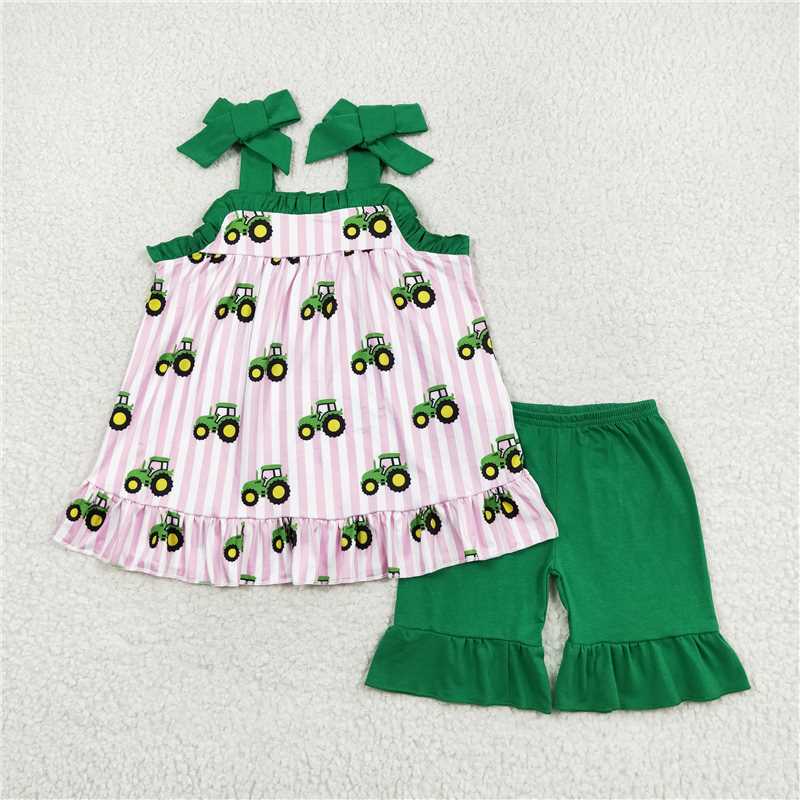 Match Baby Girls Boys Sibling Tractors Rompers Clothes Sets
