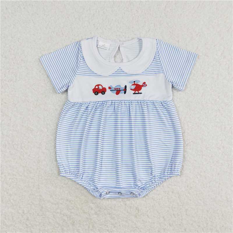 Match Baby Boys Blue Stripes Transpotation Sibling Brother Clothes Sets