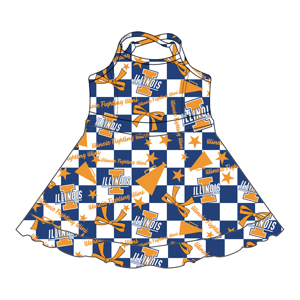 Custom baby girl lllinois Fighting lllini team dress D 6.30