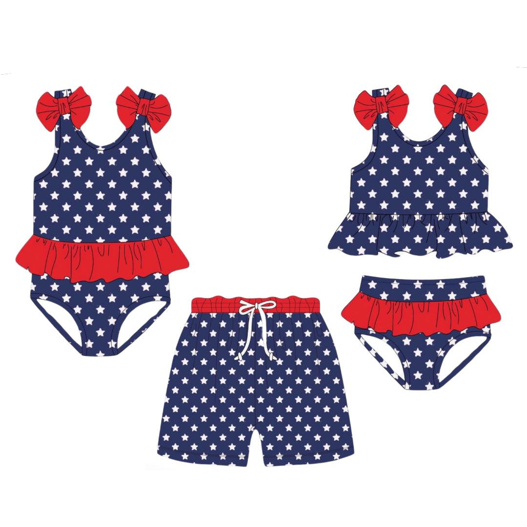 presale S0530 Baby Girls 4th Of July Stars One Piece Swimsuits D 2.12