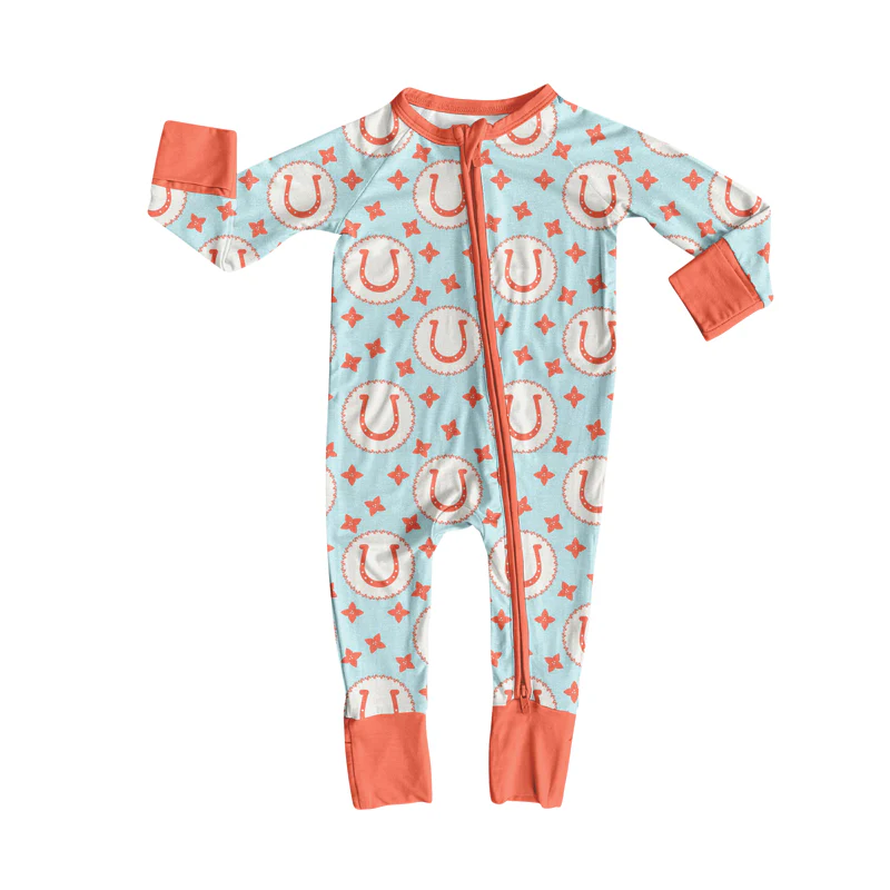 Custom Baby Boys Western Rodeo Stars Zipper Footie Rompers D 8.13