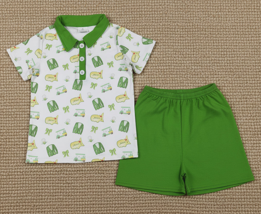 golf clothing girl shorts set green