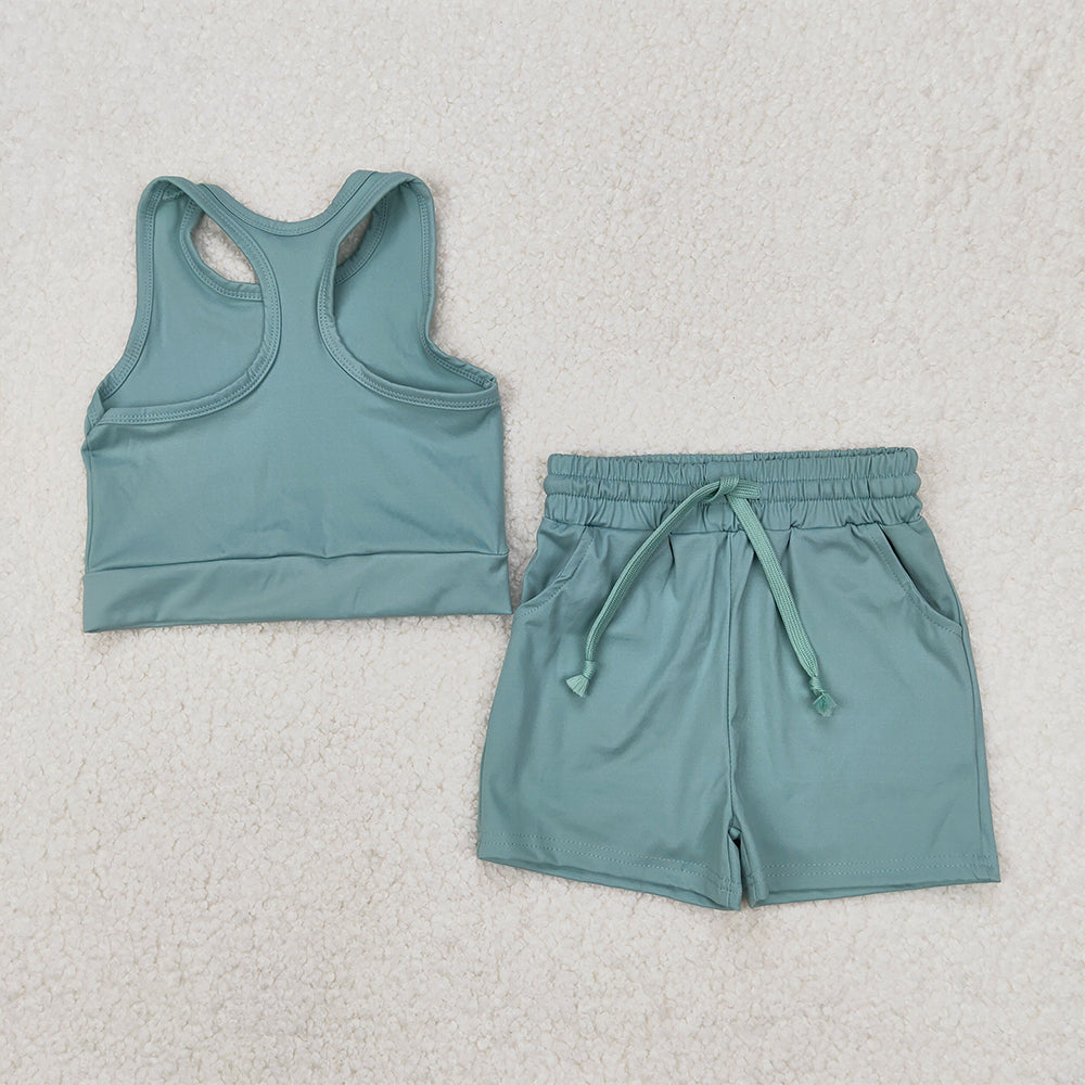 GSSO2133 Baby Girls Green Vest Top Sports Shorts Clothes Sets D 3.24