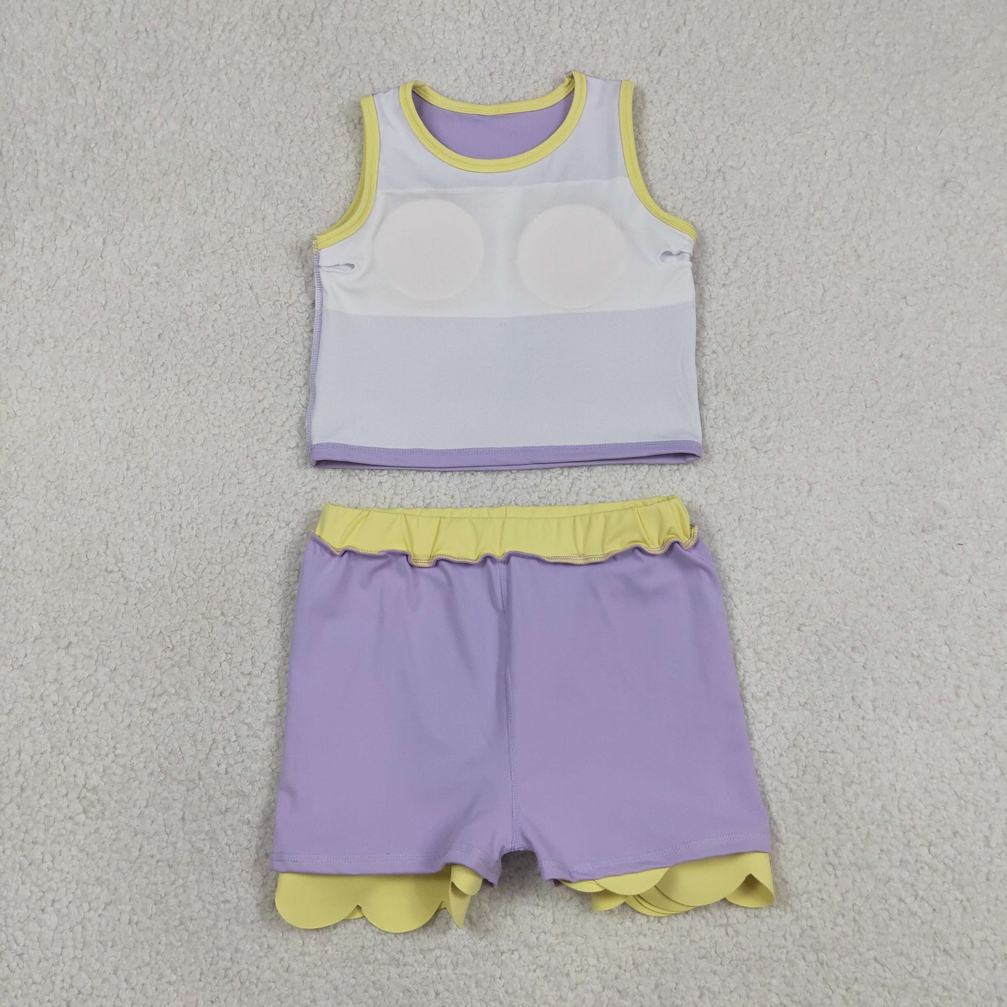 solid lavender yellow scallop athletic skort outfit girls clothes