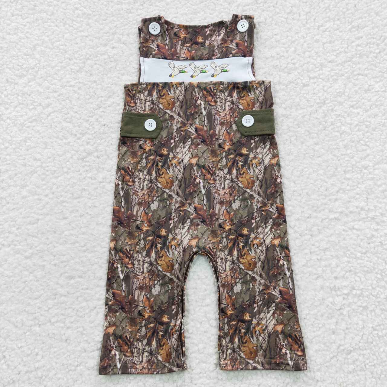 SR0357 Boys Embroidered Three Rice Ducks Sleeveless Jumpsuit