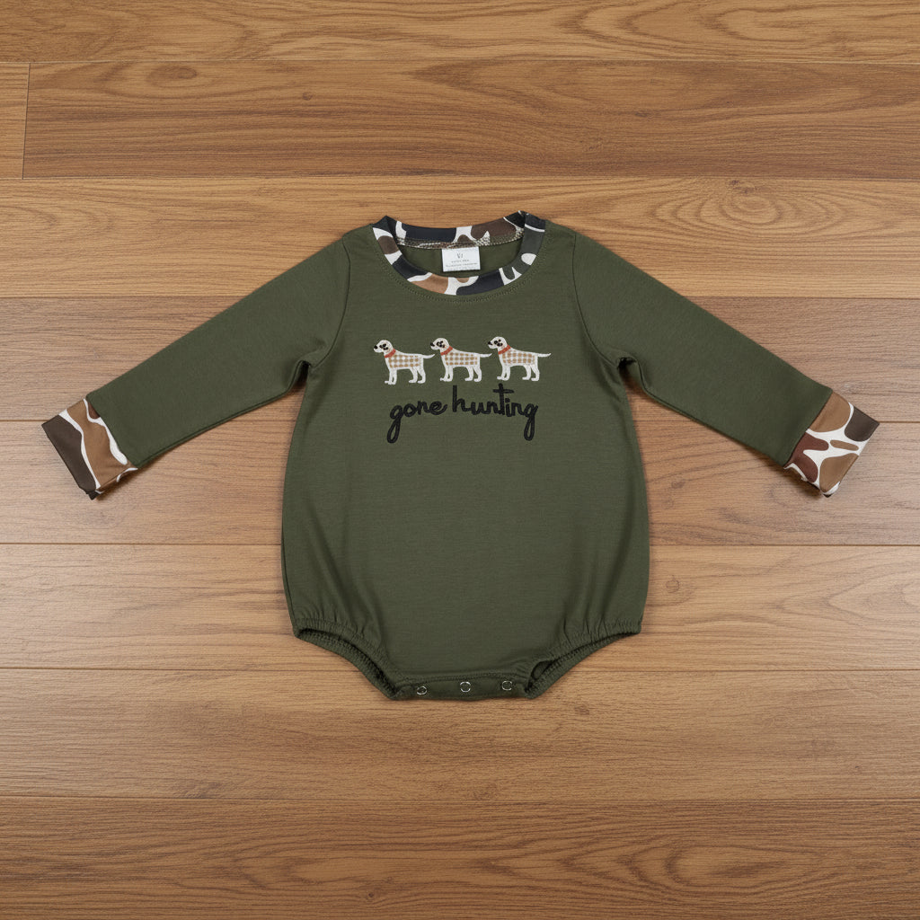 olive gone hunting embroidery romper