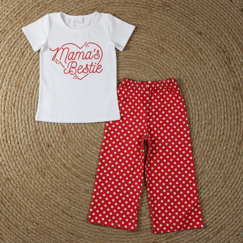 mama's bestie tee polk dots pants set