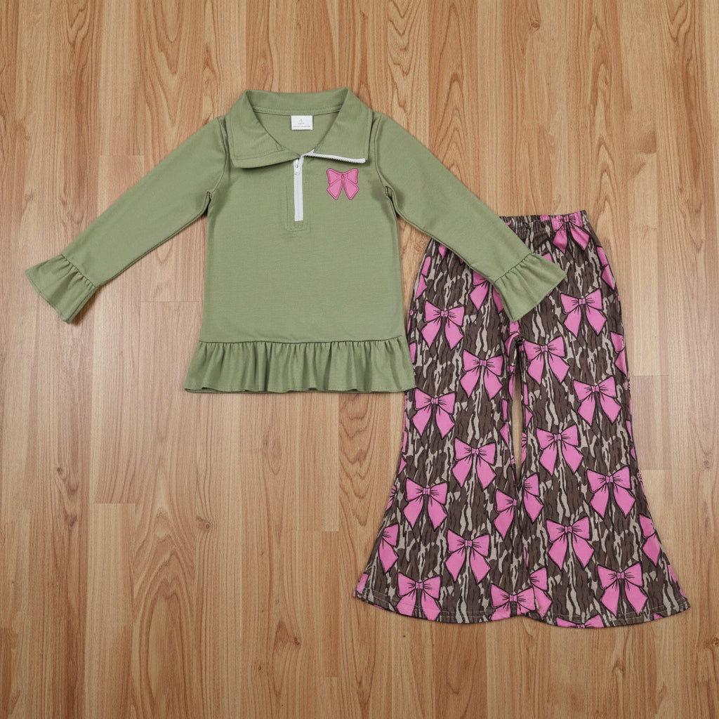 pink coquette camo zip pullover belle pants set