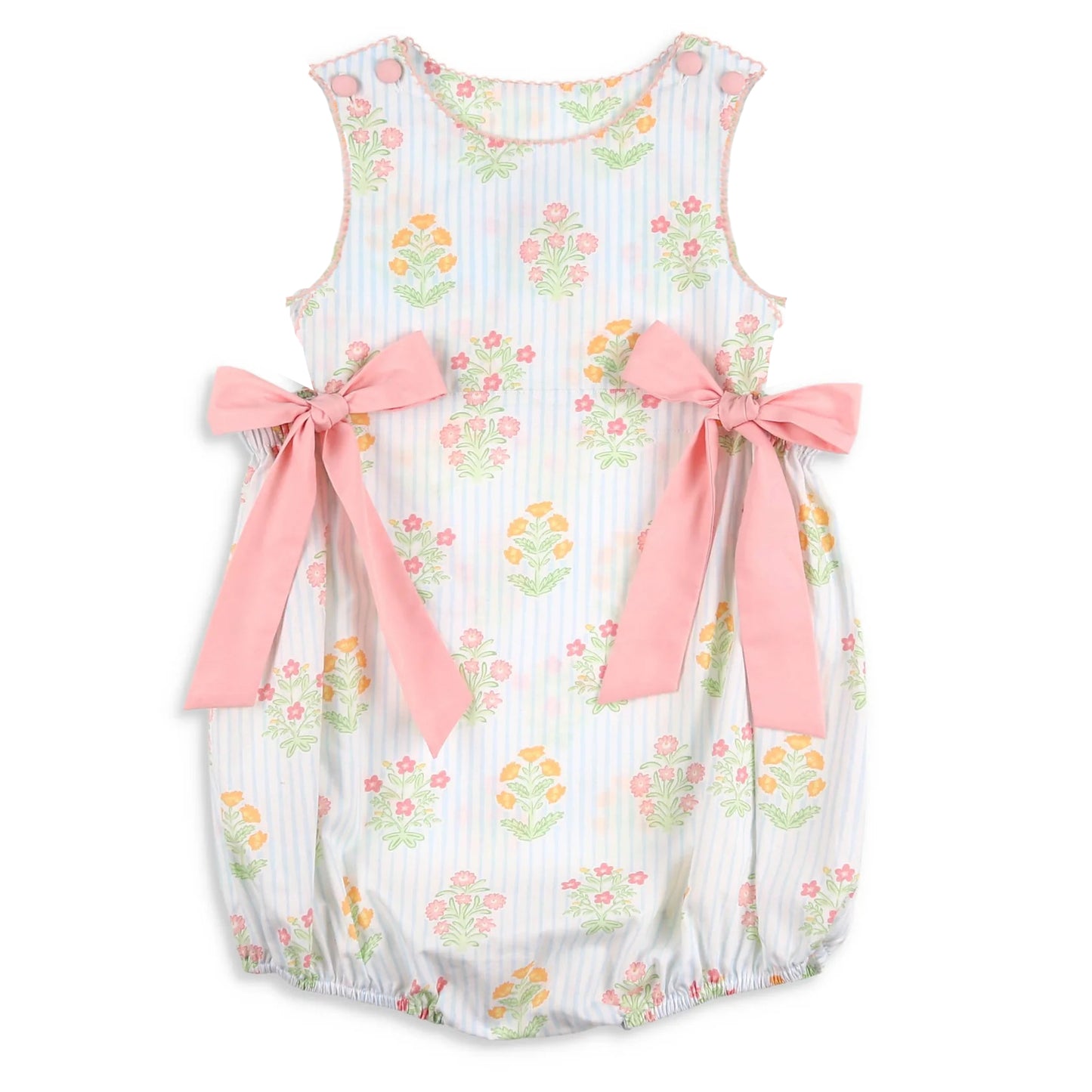 SR1411 Floral striped pink bow tank top jumpsuit